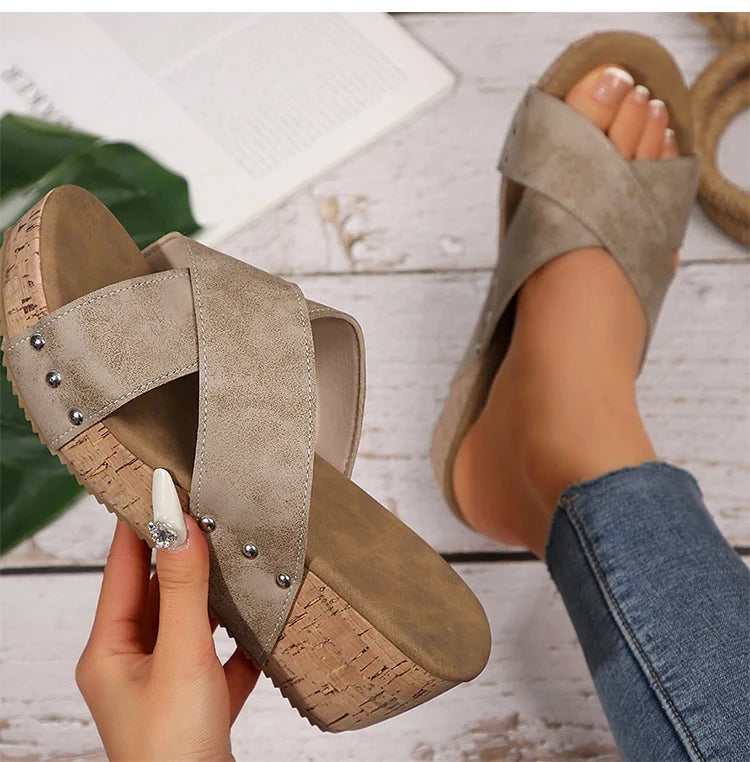 Women's Sandals Platform Sandals For Summer Shoes Woman High Heels Sandals Wedges Slippers 2025 Platform Shoes Heeled Footwear