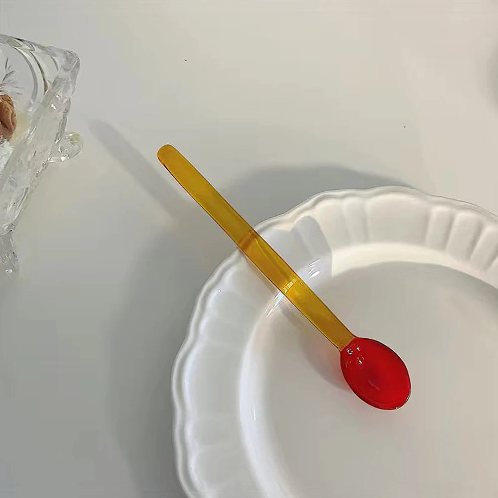 Crystal Spoon Glass Tea Spoon Creative Coffee Spoon Dessert Cake Spoon Tableware Milk Coffee Stirring Spoon Kitchen Dinnerware