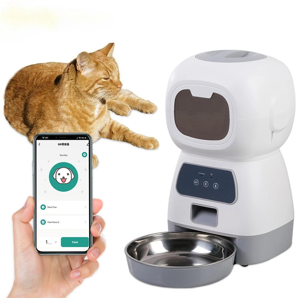 3.5L Automatic Pet Feeder Smart Swirl Slow Dog Feeder With WIFI Voice Recorder Large Capacity Timing Cat Food Dispenser Dog Bowl