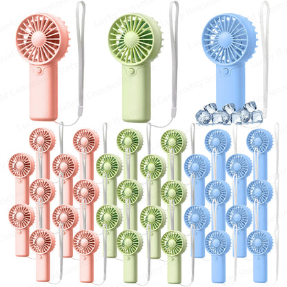 12-120PCS Portable Handheld Fan Bulk Wedding Fans for Guest Mini Handheld Fan Battery Powered Fans with Thank You Cards
