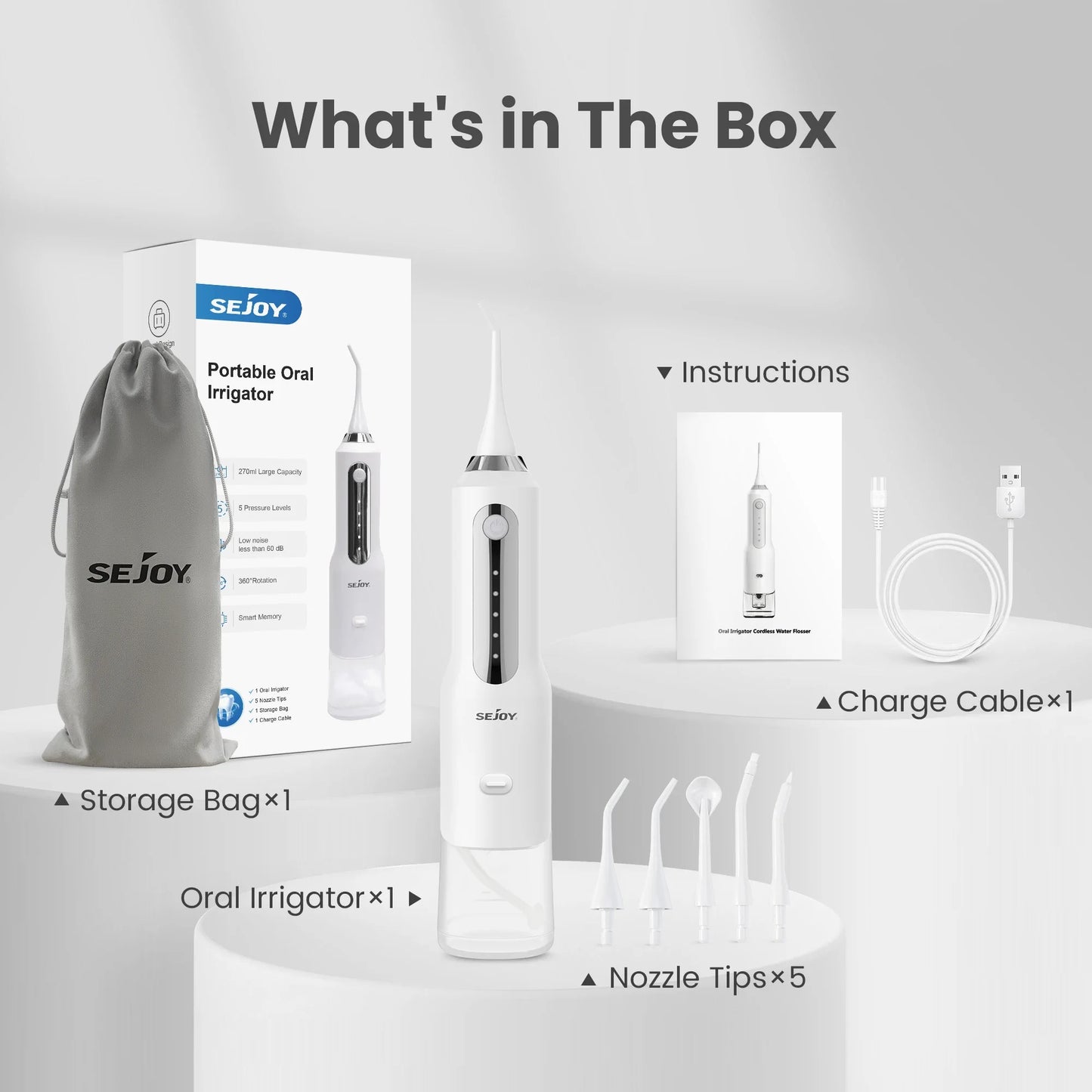 SEJOY Water Flosser for Teeth Irrigator Teeth Whitening Tool Portable Water Pick Personal Care Appliances Dental Teeth Cleaner