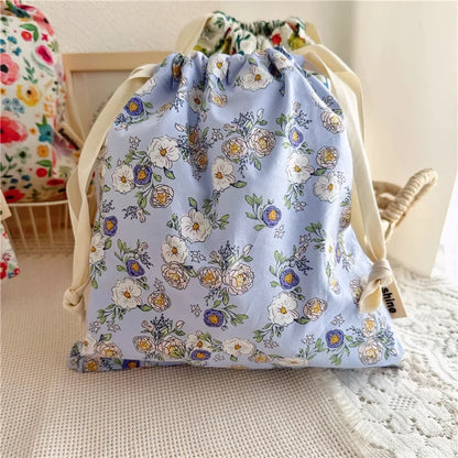 Portable Baby Organizer Baby Diaper Bag Mommy HandBag Drawstring Stroller Wet Dry Nappy Bags Printed Flower Bebe Diapers Storage