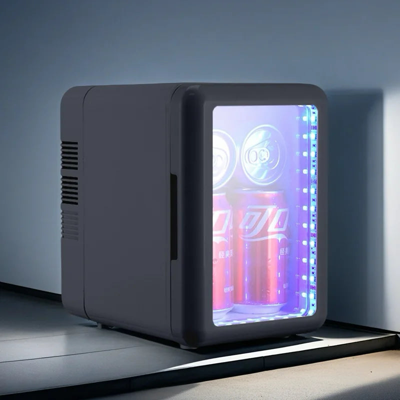 Grey Color Transparent Door Counter Drinks Cooler Freezer Table Top Small Mute Fridge Free Standing 4L Mini Fridge for Room
