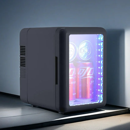Grey Color Transparent Door Counter Drinks Cooler Freezer Table Top Small Mute Fridge Free Standing 4L Mini Fridge for Room
