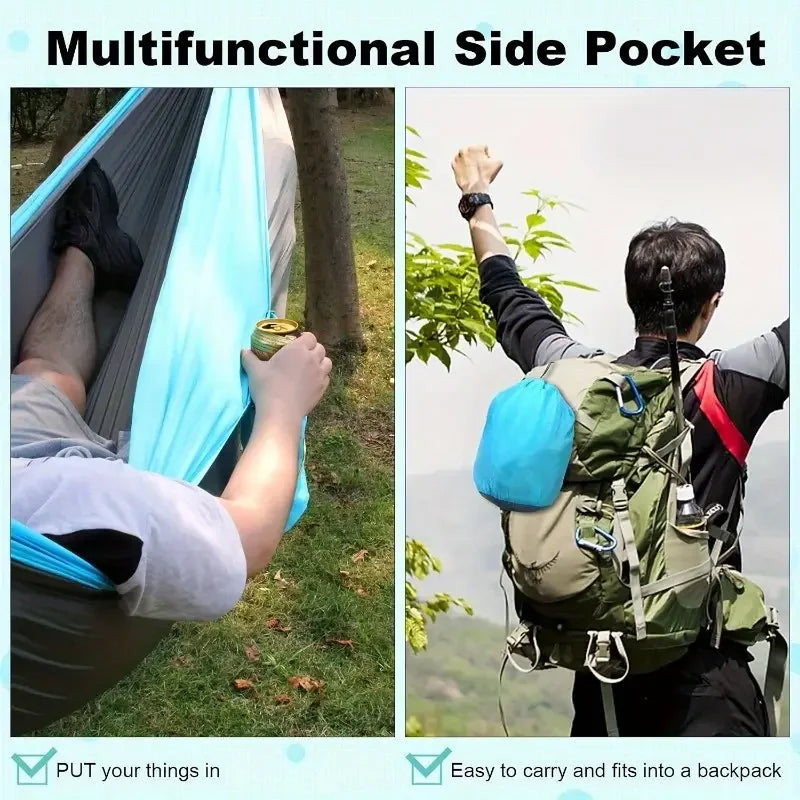 Camping Hammock Camping Accessories Gear for Outdoor Indoor with Tree Straps Nylon Lightweight Hammocks for Touring Hiking
