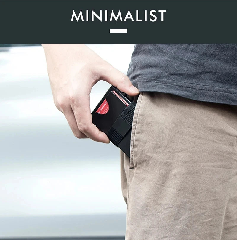 Custom Aluminum RFID Blocking Wallet Anti-Theft Credit Card Holder Fashion Leather ID Badge Decorative Metal Business