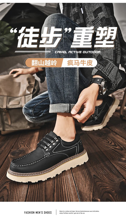 Outdoor Hiking Shoes Men Sneakers Summer Slip on Casual Men Shoes Breathable Suede Leather Shoe Anti-skid Walking Shoes Footwear