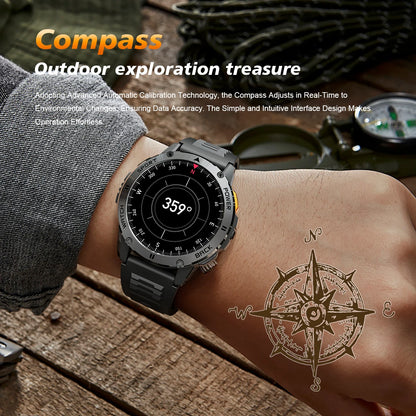 New Military Sports GPS Smart watch AMOLED HD IP68 outdoor NFC Sport Watch Fitness tracker Health monitor BT call LED flashlight