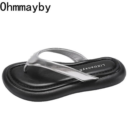 New Women's Summer Beach Flip Flops Slip-On Fashion Casual Vacation Slippers Soft Sole Footwear for Ladies