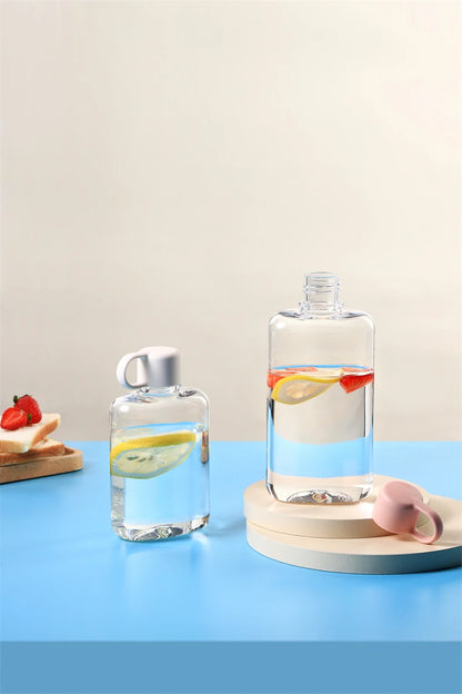 Water Botlte Flat Bpa Free Sport Clear Plastic Crystal Drinks Kettle Notebook Milk Juice Transparent Drinkware Birthday Gift