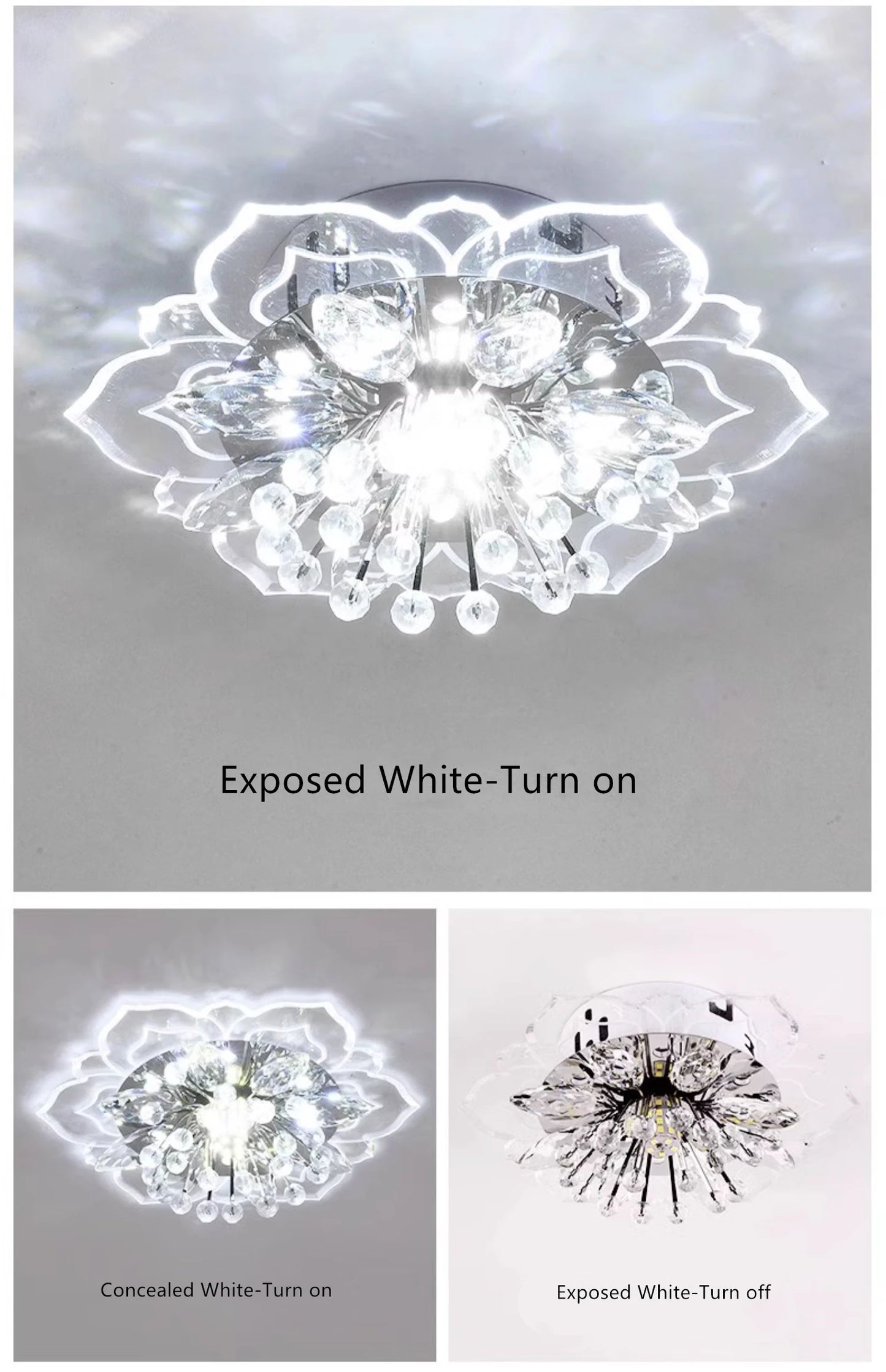 LED Crystal Ceiling Light Modern Flower Shape Ceiling Lamp Hallway Living Room Lamp Bedroom Kitchen Corridors Aisle Light