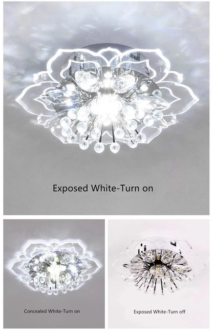 LED Crystal Ceiling Light Modern Flower Shape Ceiling Lamp Hallway Living Room Lamp Bedroom Kitchen Corridors Aisle Light