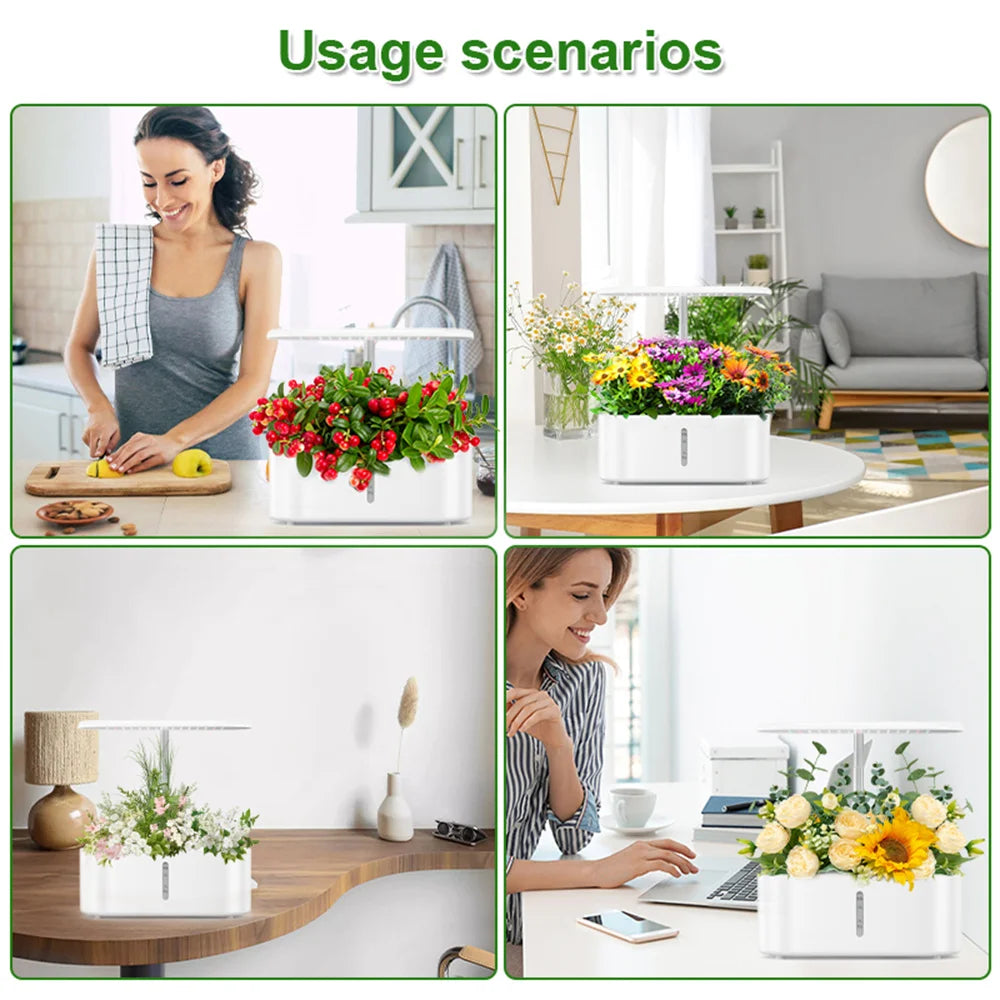 Hydroponics Growing System Indoor Garden Herb Garden Kit Indoor with LED Grow Light Quiet Smart Water Pump Automatic Timer Plant