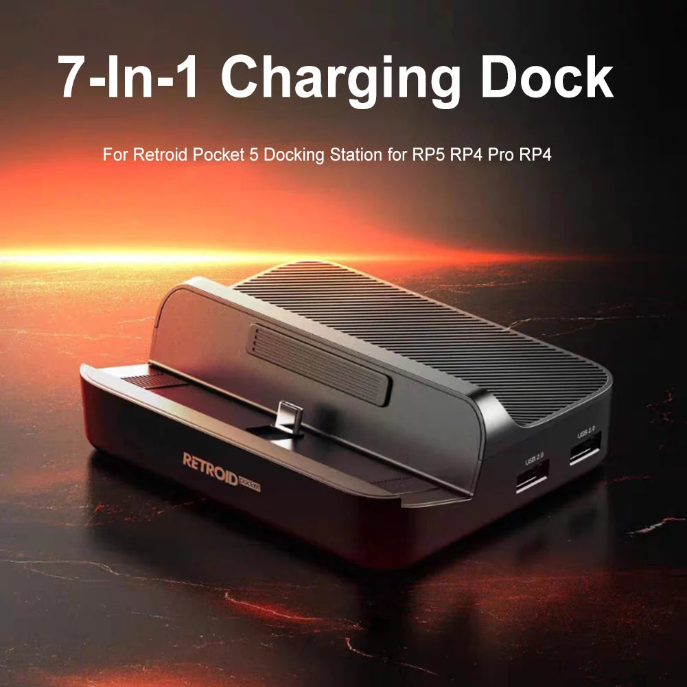 7-In-1 Charging Dock for Retroid Pocket 5 Charger Dock Station PD Charging HDMI-Compatible 3*USB3.0 2*USB2.0 for RP5 RP4 Pro RP4