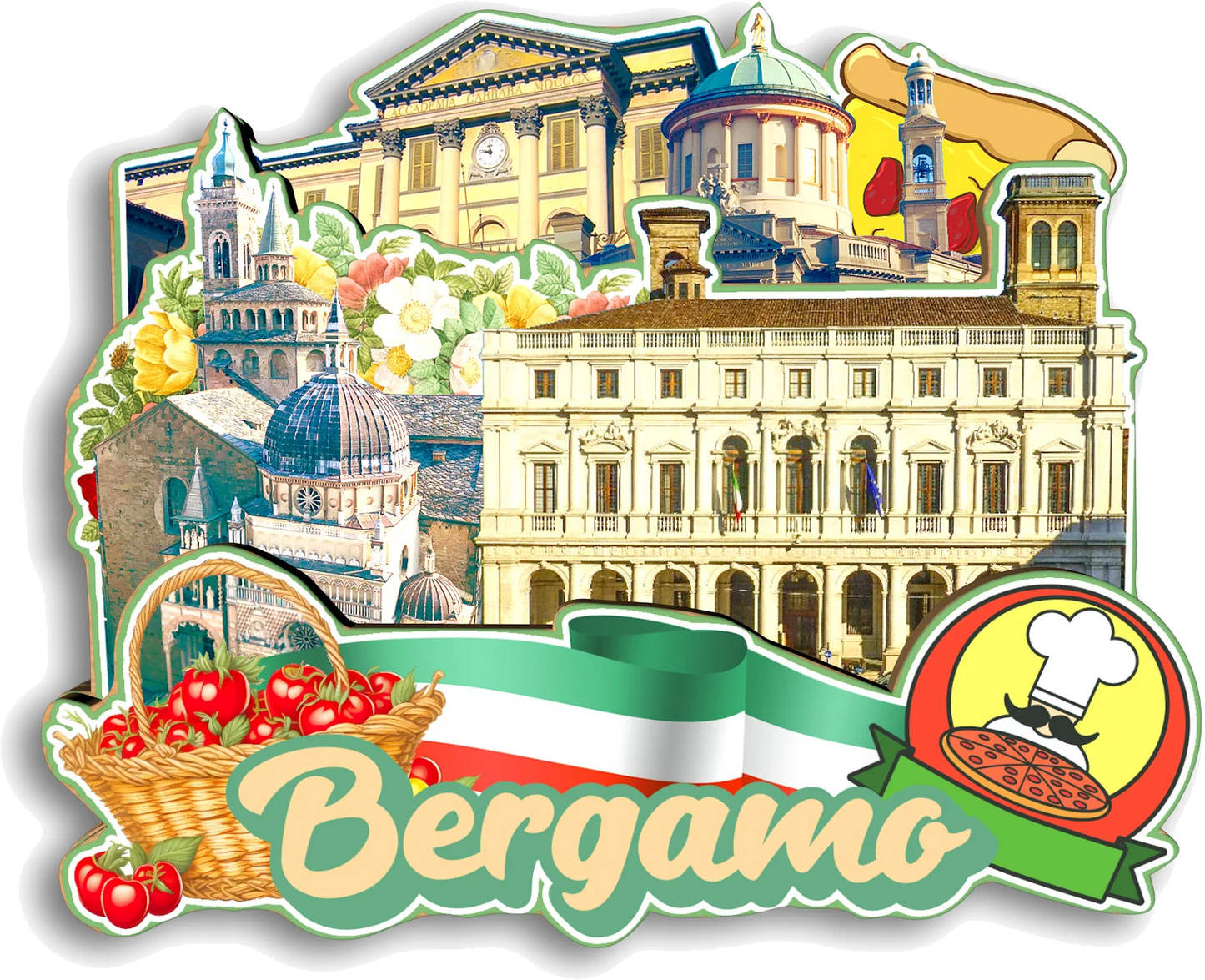 Bergamo Lucca Parma Modena Messina Livorno Matera Pescara Ferrara Italy Fridge Magnet Travel Souvenir Gift