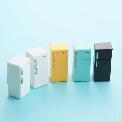 Fridge Toy Model Freezer Miniature Dollhouse Accessories 1:12 Dollhouse Miniature Doll House Decoration Simulation Refrigerator