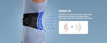 Back Brace For Lower Back Pain,With 4 Metal Supports,Four Elastic Bands,Breathable& Strong Support,Effectively Relieve Your Pain