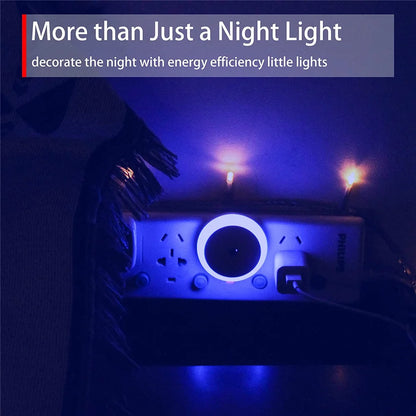 LED Night Light Smart Night Sensor Round Plug in Wall Night Lamp Bathroom Home Kitchen Hallway Staireway Bedroom Nightlight