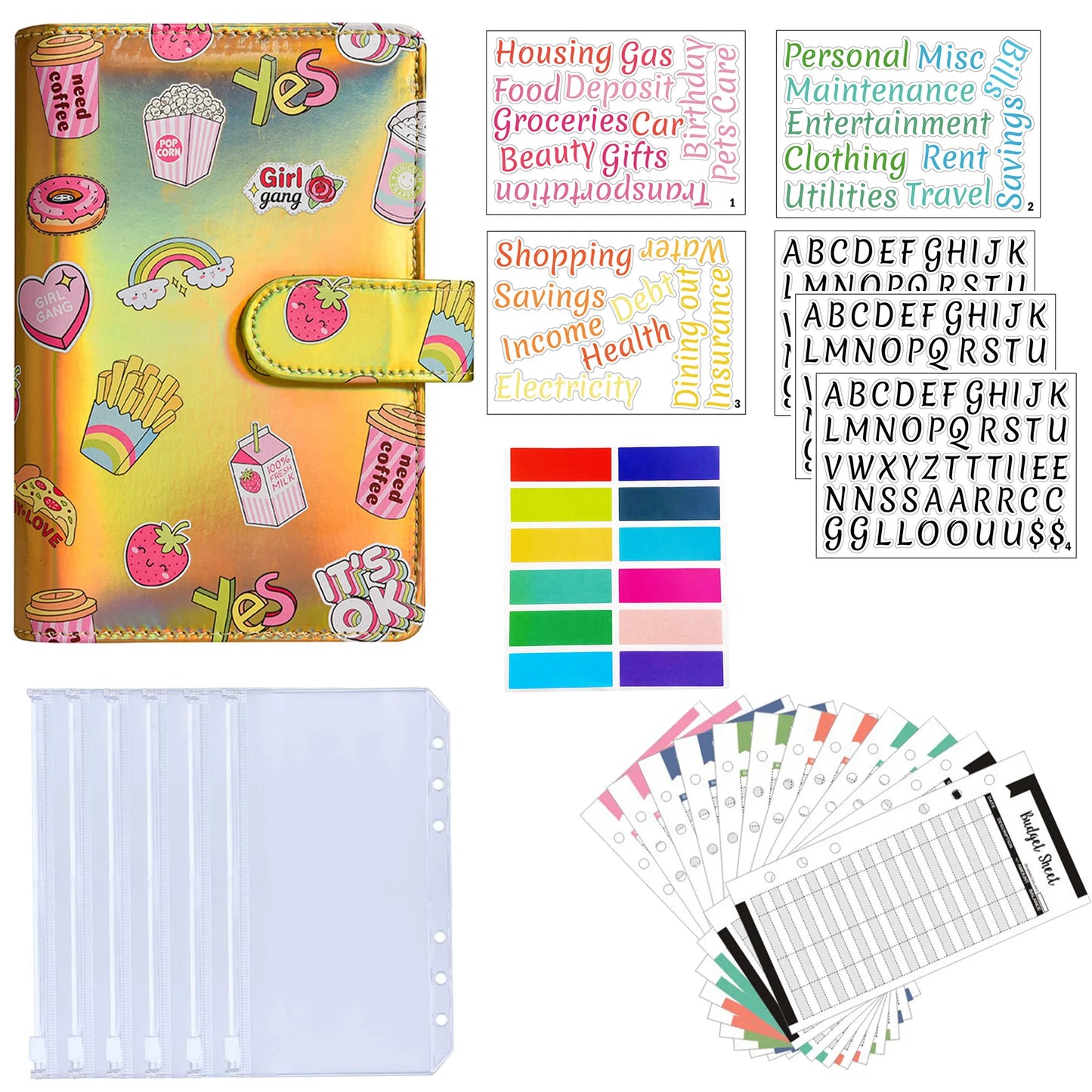 A6 Binder Cash Envelopes for Budgeting Money Organizer for Cash Money Envelopes for cash Leather A6 Binder with zipper