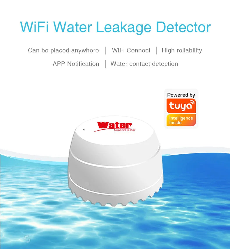Wifi Water Detector Leakage Sensor Alarm Leak Detector 40DB Sound Tuya smart Smart Life APP Flood Alert Overflow Security