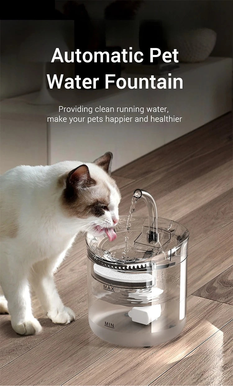 Auto Smart Cat Water Fountain Quiet Tilted Design Energy Efficient Pet Drinker for Fresh Water Circulation