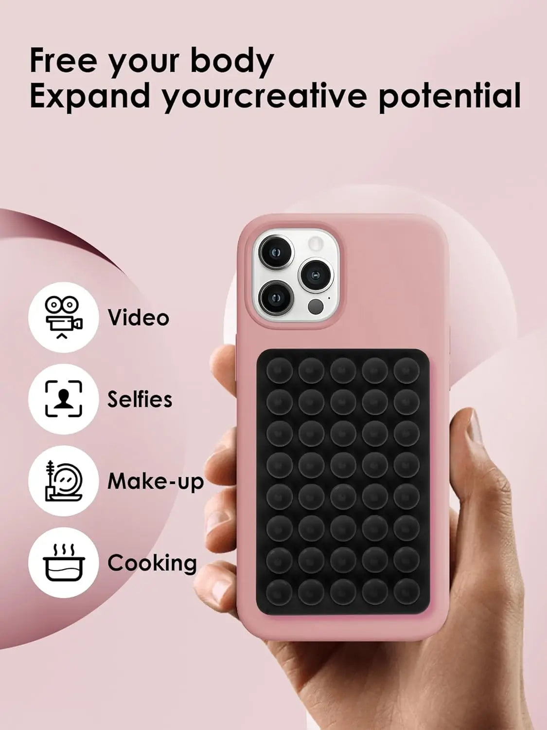 Heart Shape Double Sided Phone Suction Holder, Multi-Purpose Silicone Suction Cup Phone Mount Phone Case Sticky Phone Grip