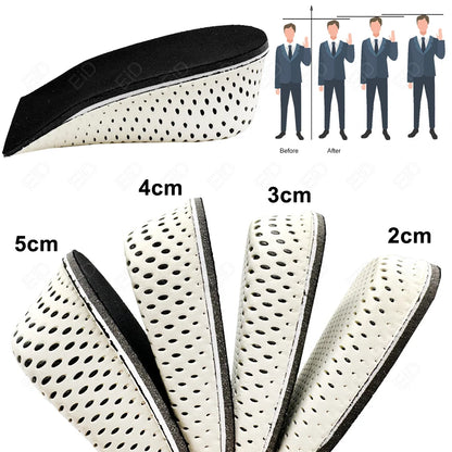 Height Increase Half Shoe Insoles Heel Insert Sports Shoes Pad Cushion Arch Support Unisex 2-5 CM Invisible Heighten Sole Insole