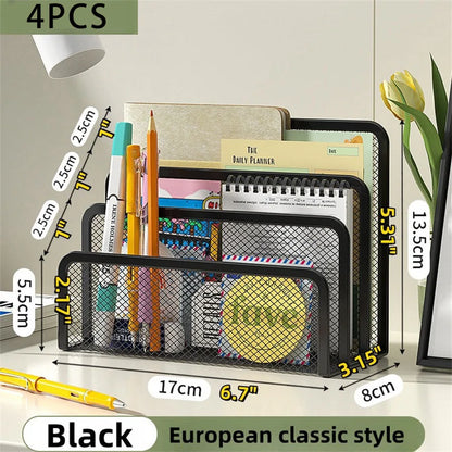 Papers Trays Notebook Stand Rack Desk 3-layer Black Metal Iron Mesh Holder for Magazine Document File Book Rack Organizer Office