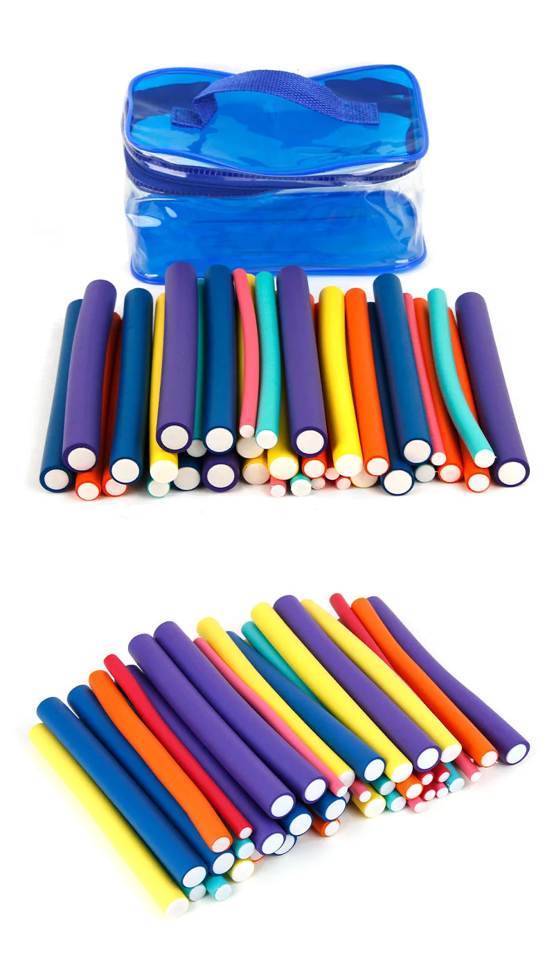42pcs Flexible Hair Curling Rod Hair Curler Makers Soft Foam Bendy Twist Curls Flexi Rollers Styling Tools Hair Roller No Heat