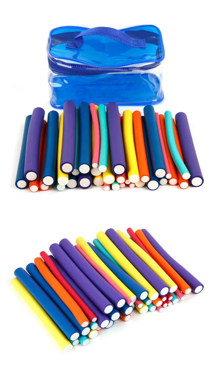 42pcs Flexible Hair Curling Rod Hair Curler Makers Soft Foam Bendy Twist Curls Flexi Rollers Styling Tools Hair Roller No Heat