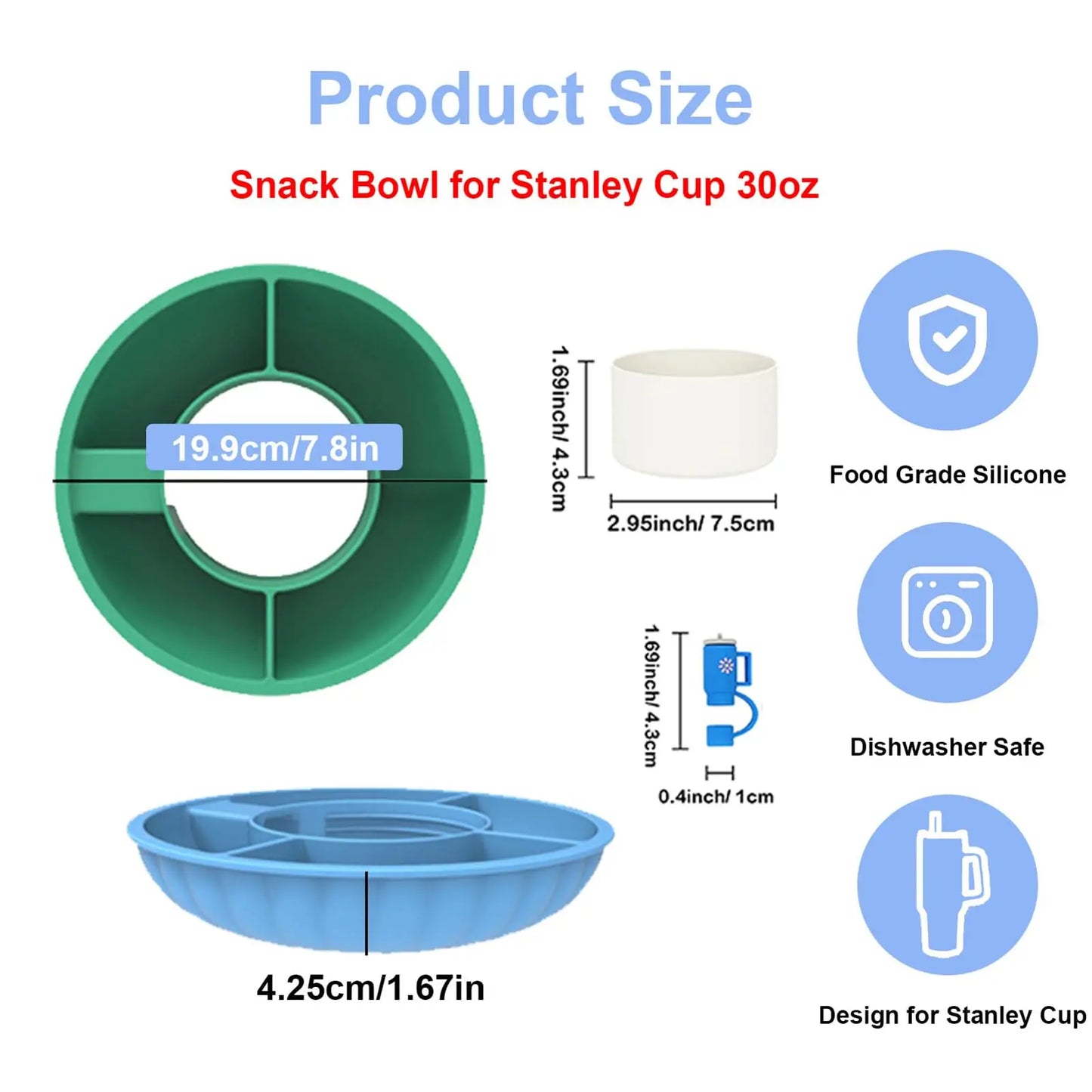 Snack Bowl For Stanley Cup, Silicone Snack Tray Compatible With Stanley Cup, Reusable Snack Ring