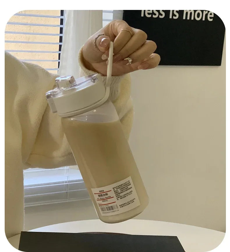 Portable Transparent Kawaii Water Bottle Sports Water Cup Plastic Handy Cup Outdoor Travel Office Essential Water Bottle ]Cup