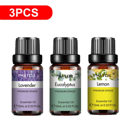 PHATOIL Natural Plant Essential Oil 10ml Eucalyptus Rose Lemon Bergamot Vanilla Peppermint 1PCS Aroma Essential Oil For Diffuser