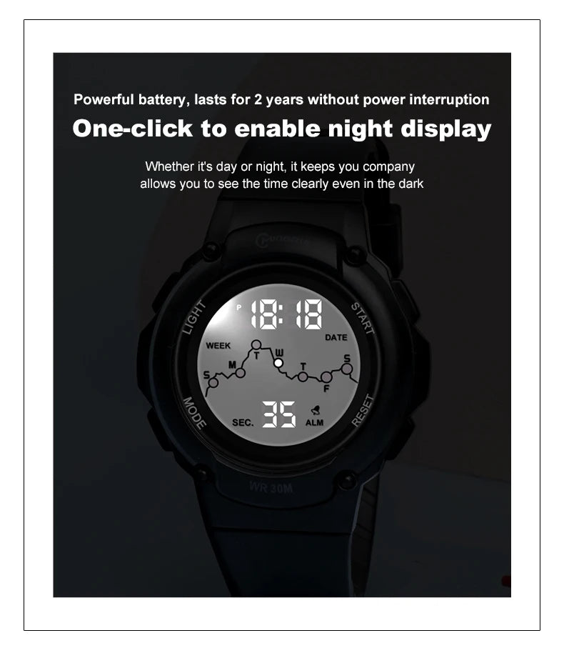 Kids Sport Watches Alarm Stopwatch Children Digital Watch For Boys Girls 30M Waterproof Cartoon Student Electronic Wristwatch