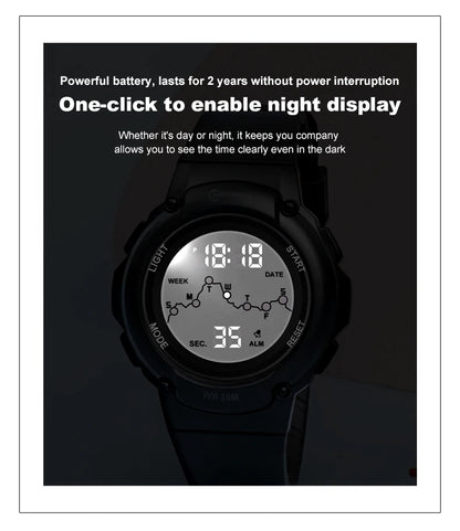 Kids Sport Watches Alarm Stopwatch Children Digital Watch For Boys Girls 30M Waterproof Cartoon Student Electronic Wristwatch