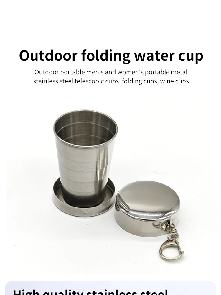 Outdoor Portable Outdoor Camping Portable Metal Stainless Steel Telescopic Cups Folding Cups Drinks Cups.