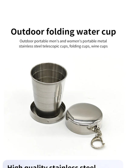 Outdoor Portable Outdoor Camping Portable Metal Stainless Steel Telescopic Cups Folding Cups Drinks Cups.
