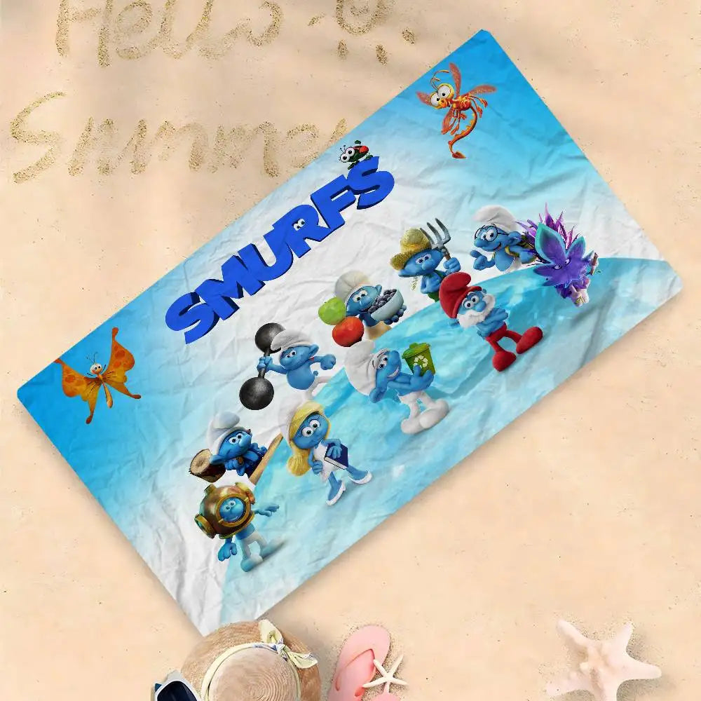 Cartoon S-Smurfs Cartoon Beach Towel Cute Kawaii Room Decor Bath Girls Children Hand Towels For Bathroom Shower