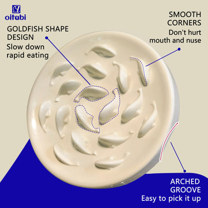 Oitabi Cat Slow Feeder Bowl Pet Dog Feeder Wet Food Slow Feed Raised Dish Healthy Eating Fun Interactive Feeding Bowls for Cats