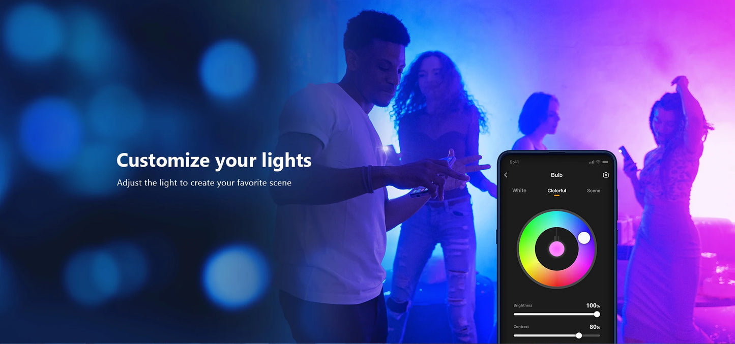 Imou B5（E26/E27）B22 Smart Light Bulb Control Lamp Base Dimmable Light Led Lamp Bombilla Colorful Changing 9W Function color