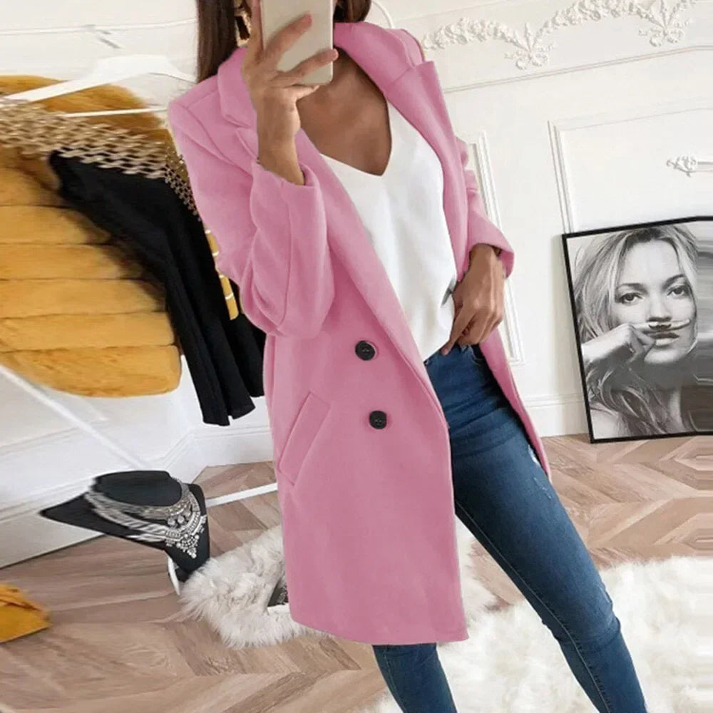 New Plus Size 4XL 5XL Women's Autumn Coat Woollen Blends Overcoats 2025 Winter Long Sleeve Casual Oversize Outwear Jackets Coat