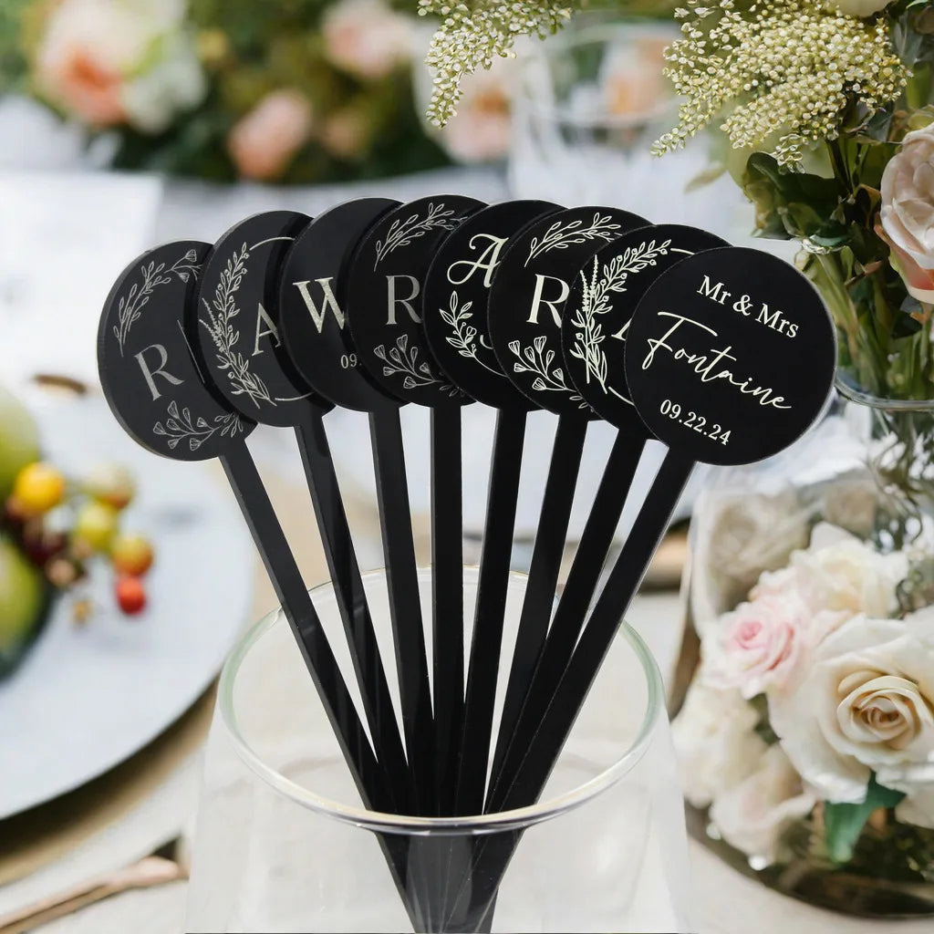 50pcs Personalized Acrylic Bachelorette Party Drink Stirrers, Birthday Swizzle Decoration, Wedding logo custom Cocktail Stirrers