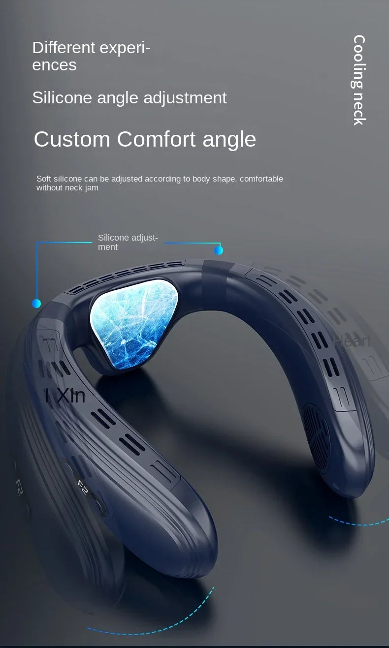 New Neck Air Conditioner Portable Neck Fan Rechargeable Semiconductor Cooling Bladeless Fan Outdoor Personal Fan Wearable Cooler