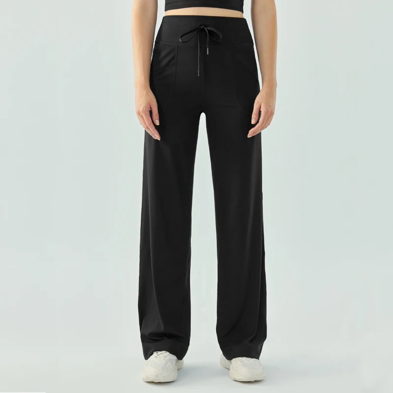 Yoga Pants Women Wide Leg Pants with Pockets High Waist Stretch Work Dress Pants Buttery Soft Casual Lounge Sweatpants Comfy