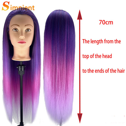 70Cm 100% High Temperature Fiber Blonde Hair Mannequin Head Training Head For Hairstyles Braid Hairdressing Manikin Doll Head