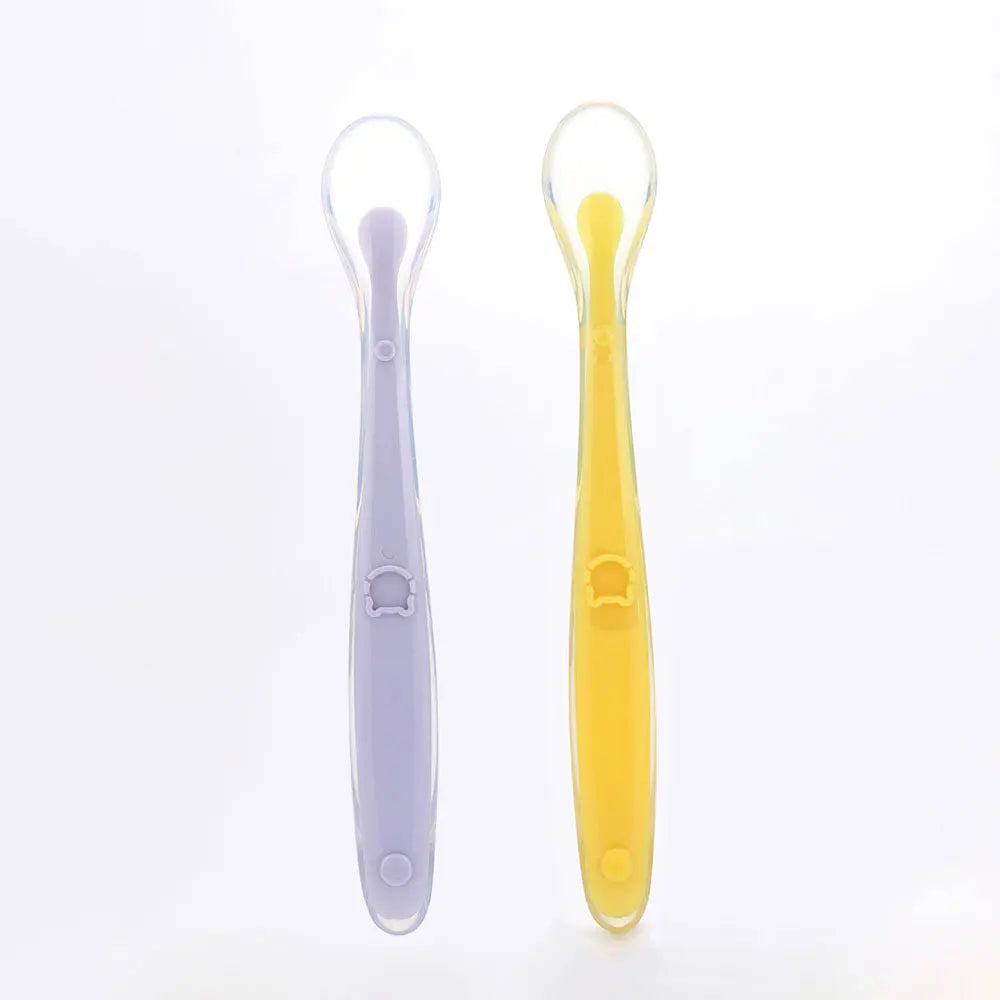 2 pcs Silicone Spoon for Baby Infant Feeder Spoons for Children Kids Soft Safety Feeding Spoons BPA Free Baby Utensils Flatware