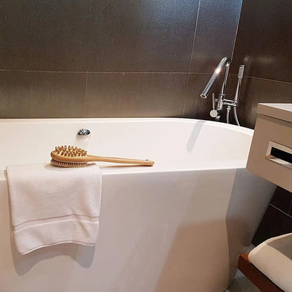 Bath Blossom Bamboo Body Brush for Back Scrubber Natural Bristles Shower Brush with Long Handle Dry Brushing