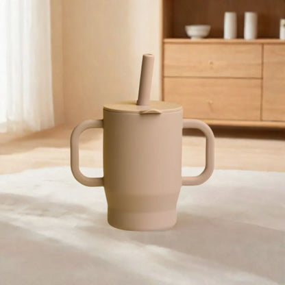 Portable Food Grade Silicone Baby Sippy Cups 180ml Heat-resistant Feeding Cup BPA Free Drop-proof Baby Straw Cup Snack