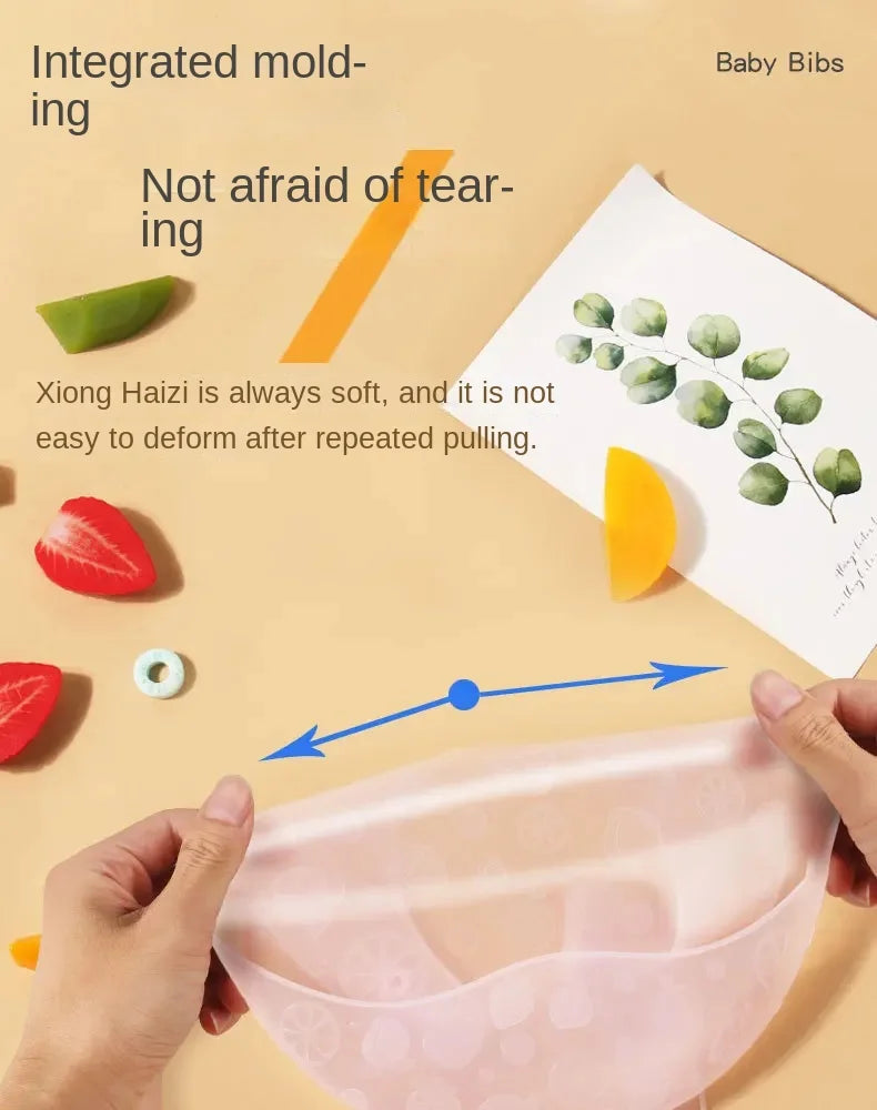 Baby Food-grade Silicone Bib Baby Food Rice Pocket Saliva Pocket Lightweight Waterproof Bib for Children