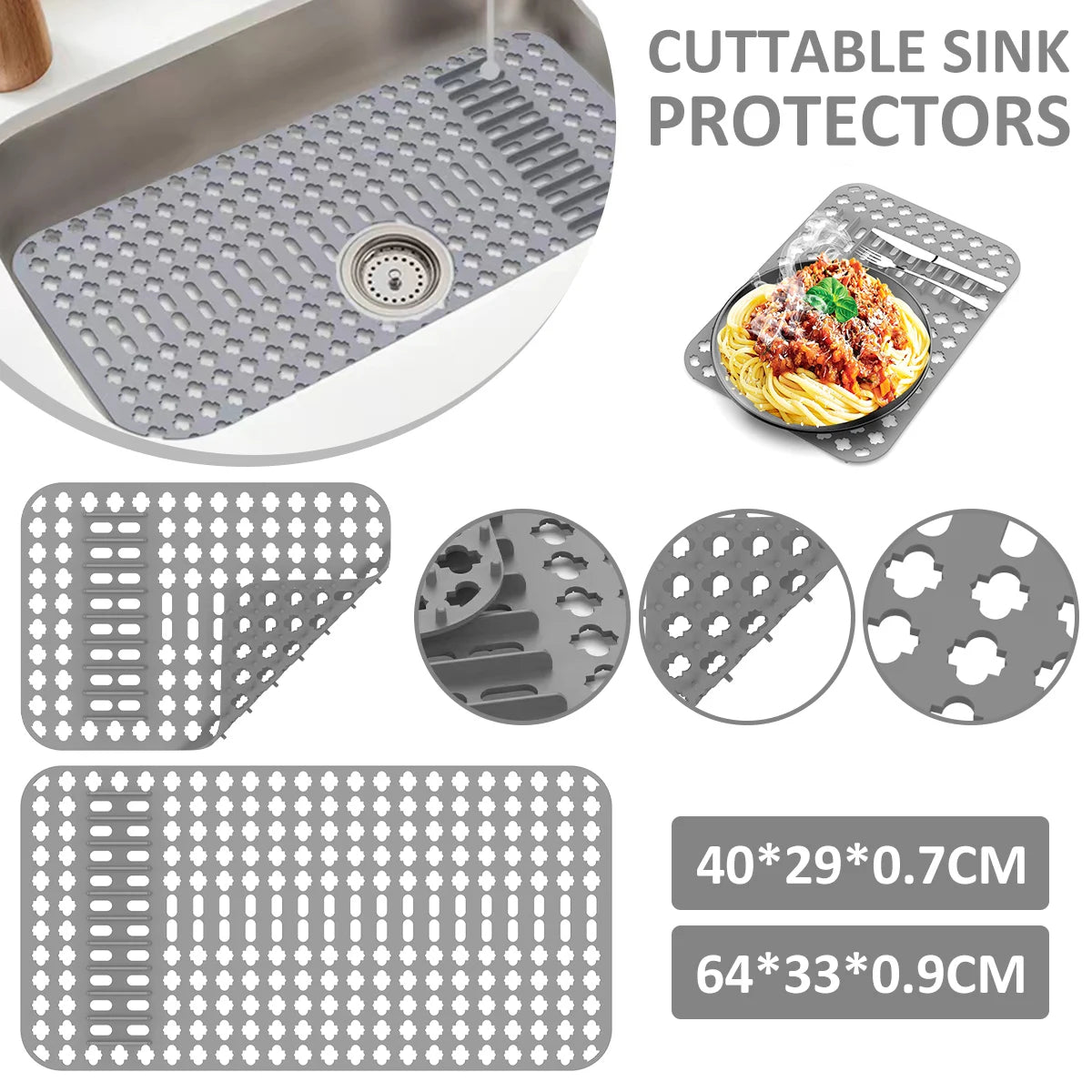 Silicone Sink Protector Heat-Resistant Anti-Slip Kitchen Sink Mats Sink Drainer Mat Reusable Sink Protector Mat for Kitchen